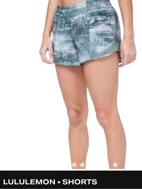 lululemon athletica Teal Marble-Pattern Athletic Shorts